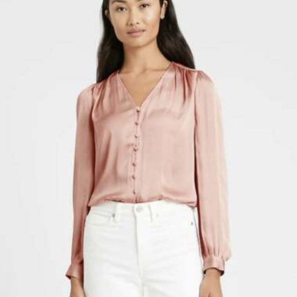 Banana Republic Soft Satin V-Neck Blouse-XS - Picture 1 of 9